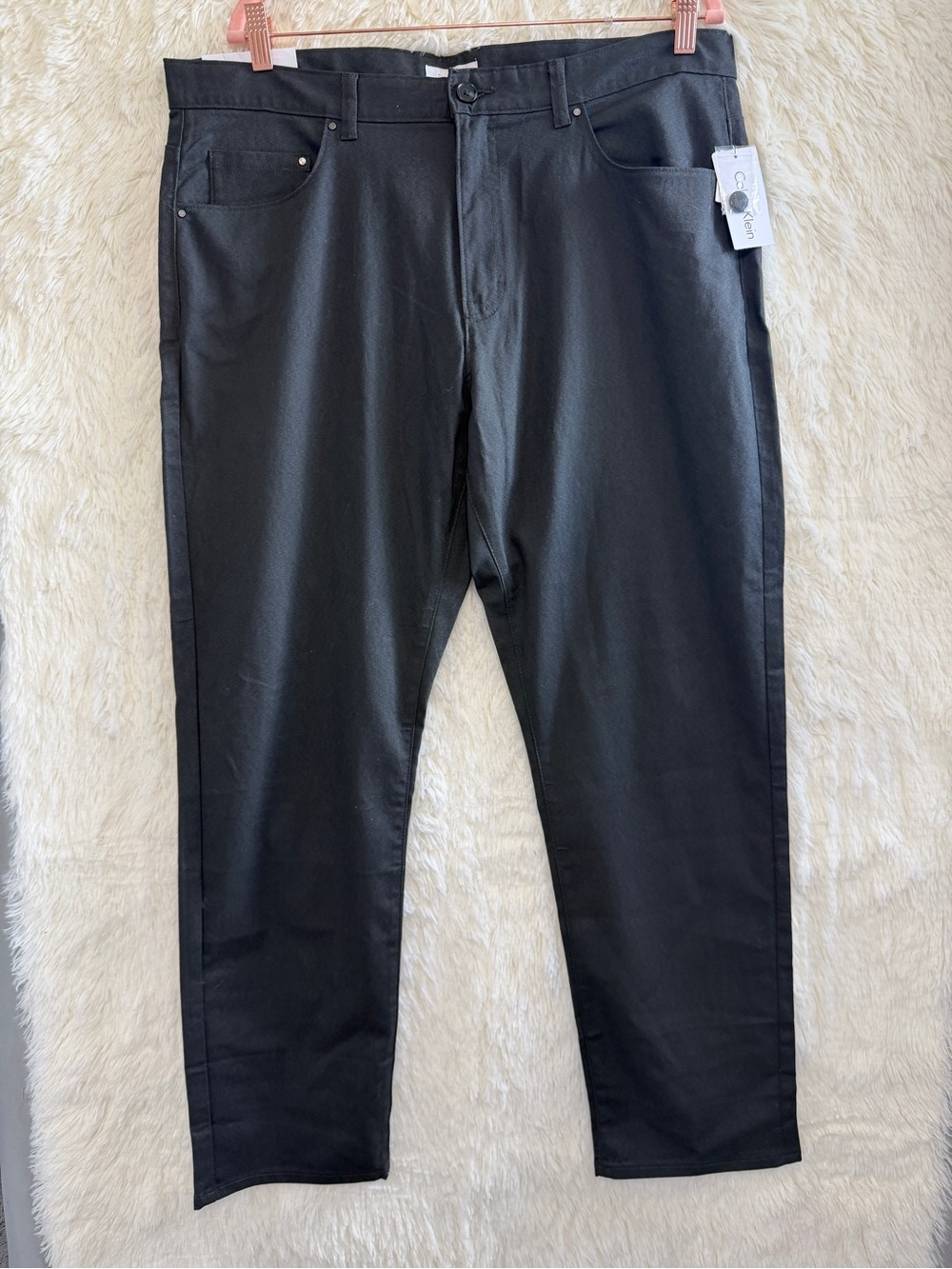 Calvin Klein Mens Slim Fit Straight Leg Pants Size 36/30 Dark Grey Jeans Stretch